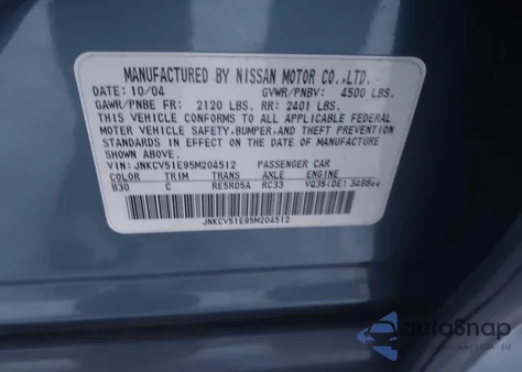 2005 Infiniti G35 from USA, damaged, VIN JNKCV51E95M204512